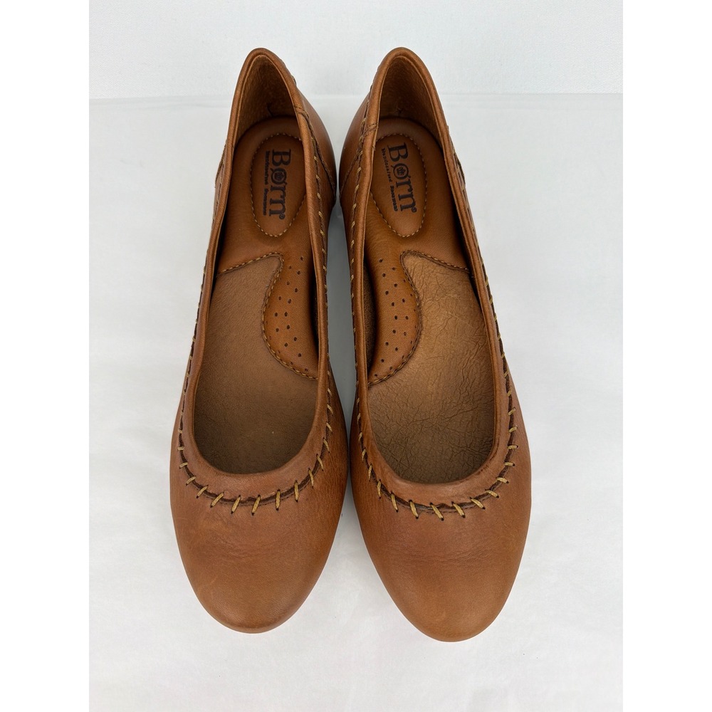 NEW Born Julianne Ballet Flats 8 Brown Leather Stitched Comfort Boho Classic